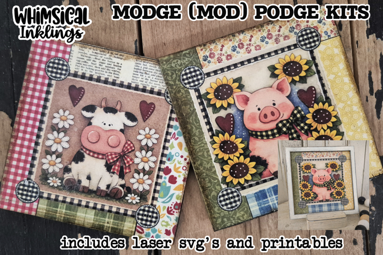 Pig and Cow Sign Modge Podge SVGs and Printables