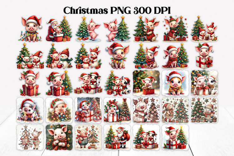 Christmas pig sublimation | Christmas clipart PNG design