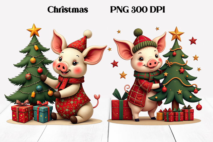 Christmas pig sublimation | Christmas clipart PNG design