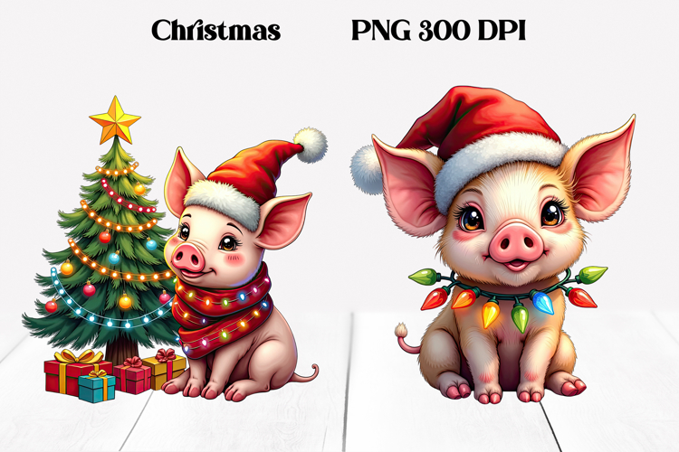 Christmas pig sublimation | Christmas clipart PNG design
