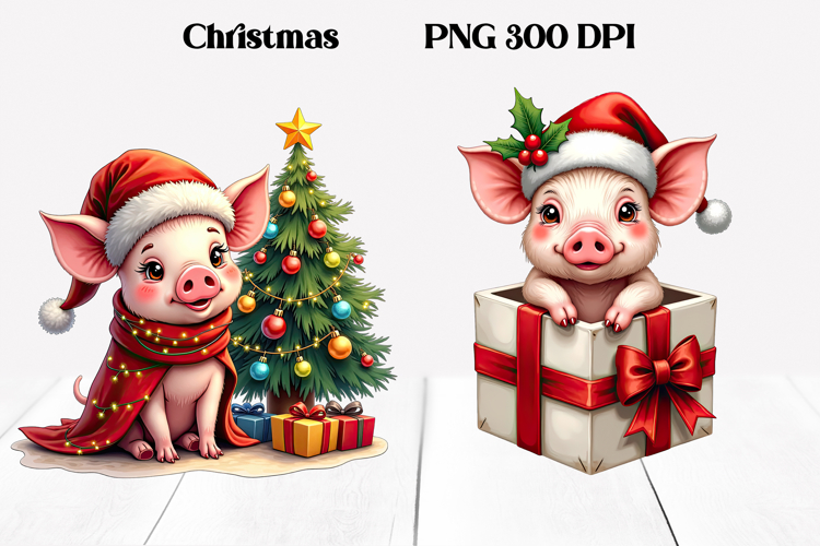 Christmas pig sublimation | Christmas clipart PNG design