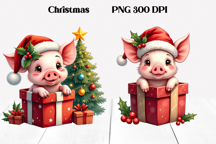 Christmas pig sublimation | Christmas clipart PNG design