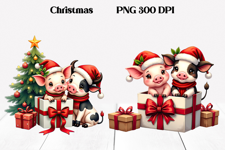 Christmas pig sublimation | Christmas clipart PNG design