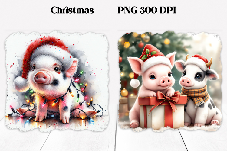 Christmas pig sublimation | Christmas clipart PNG design
