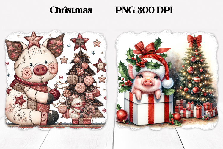 Christmas pig sublimation | Christmas clipart PNG design