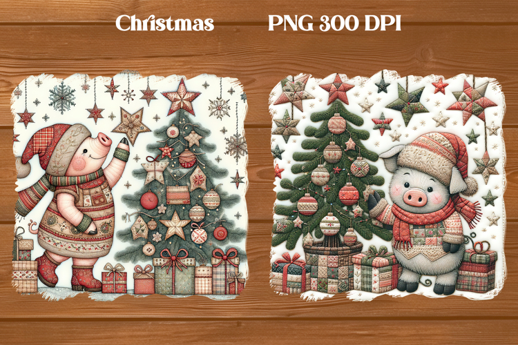 Christmas pig sublimation | Christmas clipart PNG design