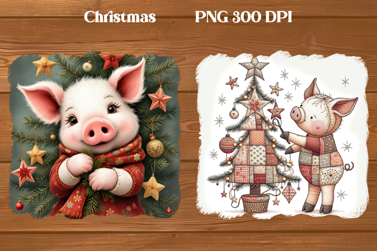 Christmas pig sublimation | Christmas clipart PNG design