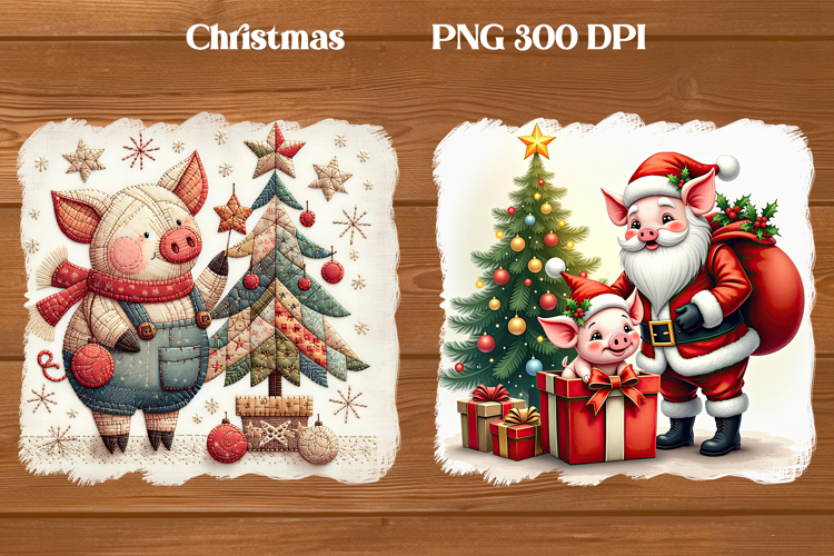 Christmas pig sublimation | Christmas clipart PNG design