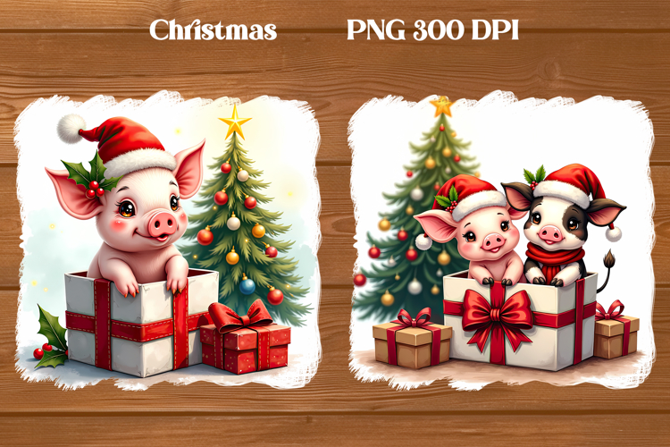 Christmas pig sublimation | Christmas clipart PNG design