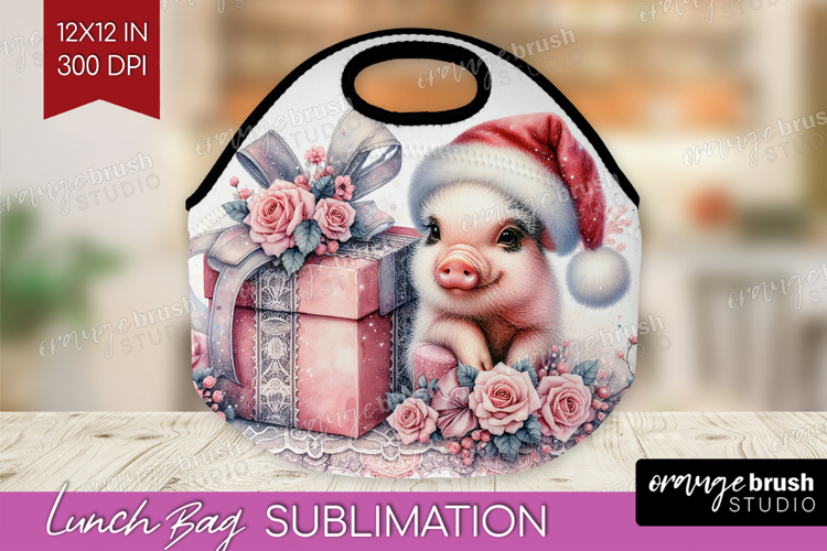 Piglet Pastel Christmas Lunch Bag Coquette Xmas Lunch Bug