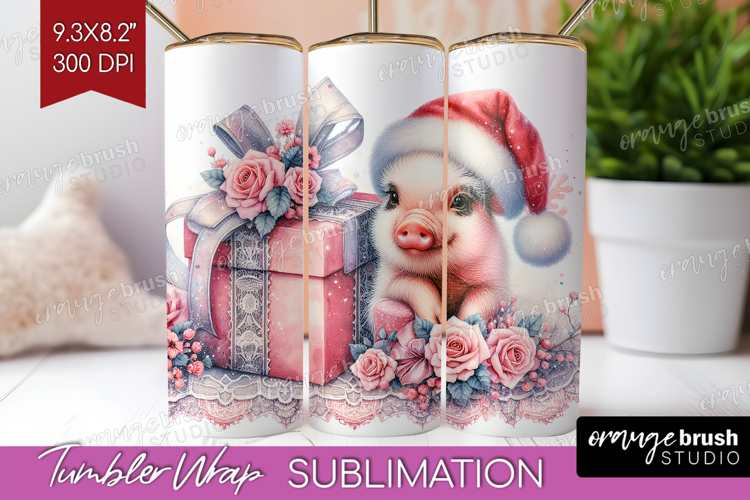 Piglet Pastel Christmas Tumbler Wrap Coquette Xmas Tumbler