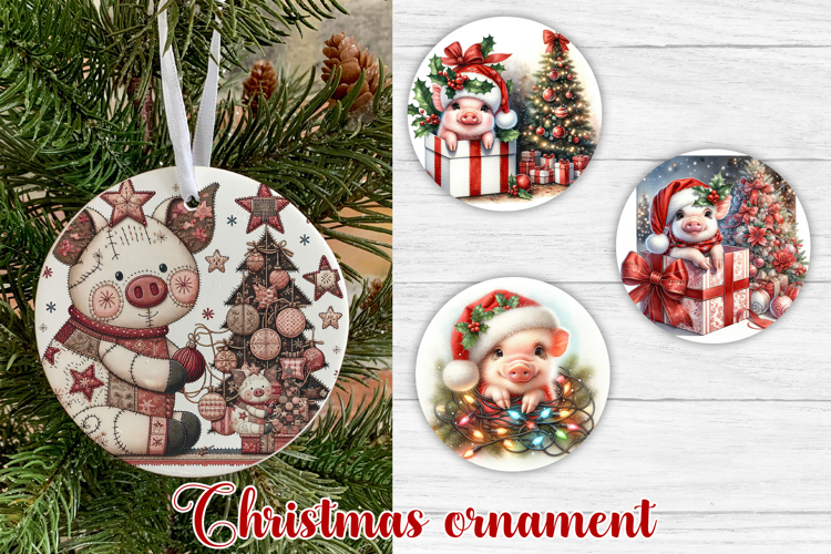 Christmas pig ornament sublimation | Christmas farm ornament