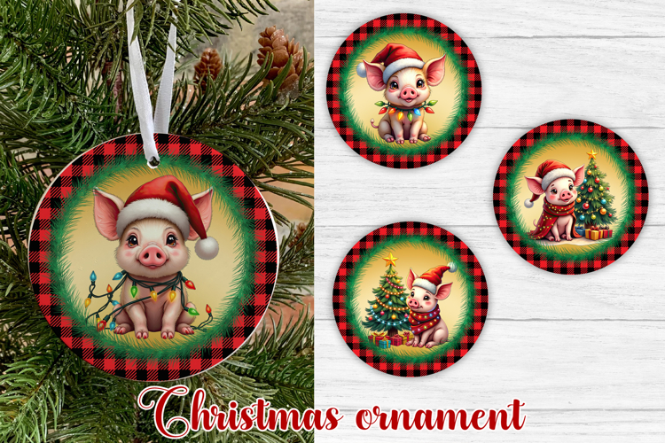 Christmas pig ornament sublimation | Christmas farm ornament