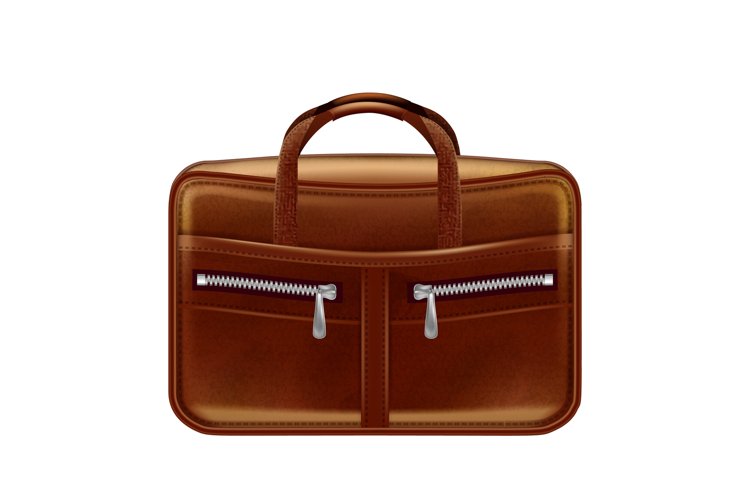 leather briefcase male 3d realistic vector