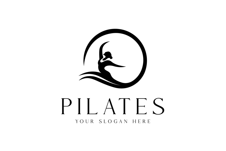 Beauty elegant sport Pilates studio logo design template