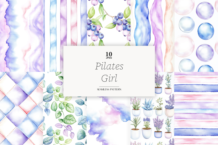 Pilates Seamless Pattern | Yoga Digital Paper | Fitness