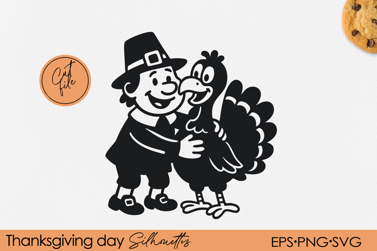 Funny Cartoon Thanksgiving Turkey Silhouette | PNG EPS SVG