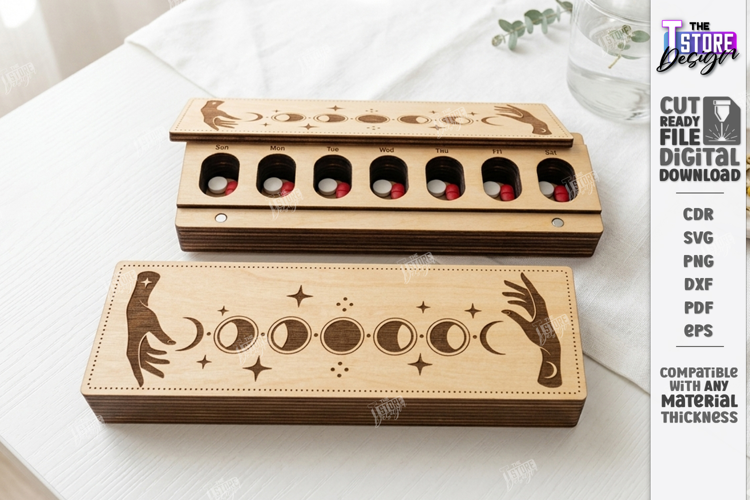Weekly Pill Box Organizer Laser Cut | Pillbox | Storage Box