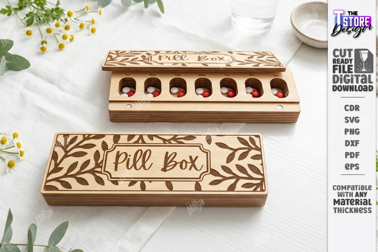 Weekly Pill Box Organizer Laser Cut | Pillbox | Storage Box
