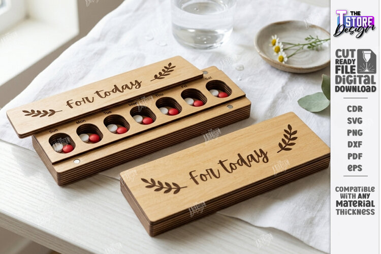 Weekly Pill Box Organizer Laser Cut | Pillbox | Storage Box example image 1