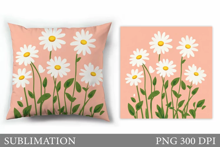 Daisy Flowers Pillow Sublimation. Flowers Sublimation