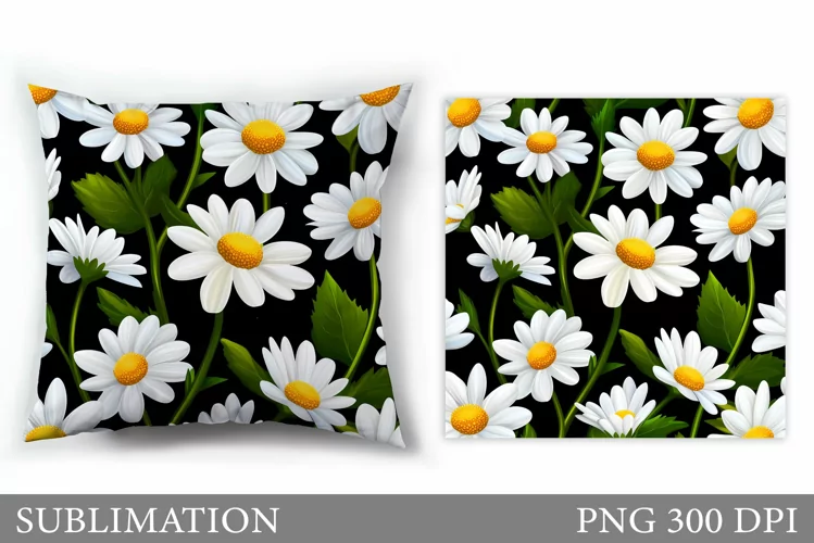 Daisy Flowers Pillow Sublimation. Flowers Pillow Sublimation