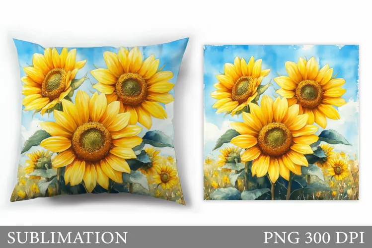 Sunflowers Sublimation. Sunflowers Pillow Sublimation
