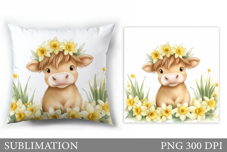 Cute Cow Pillow Sublimation. Cow Sublimation example image 1