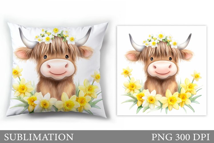Cute Cow Pillow Design. Cute Cow Sublimation example image 1