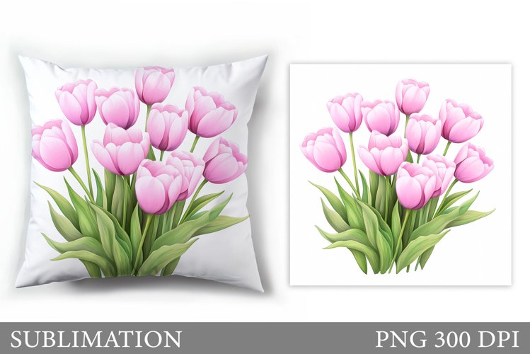 Tulips Pillow Design. Flowers Tulips Sublimation