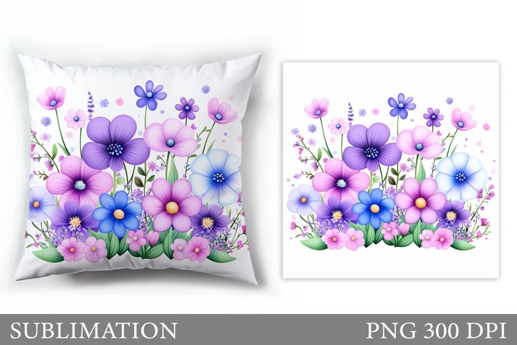 Flowers Pillow Sublimation. Floral Pillow Sublimation example image 1