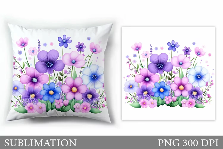 Flowers Pillow Sublimation. Floral Pillow Sublimation
