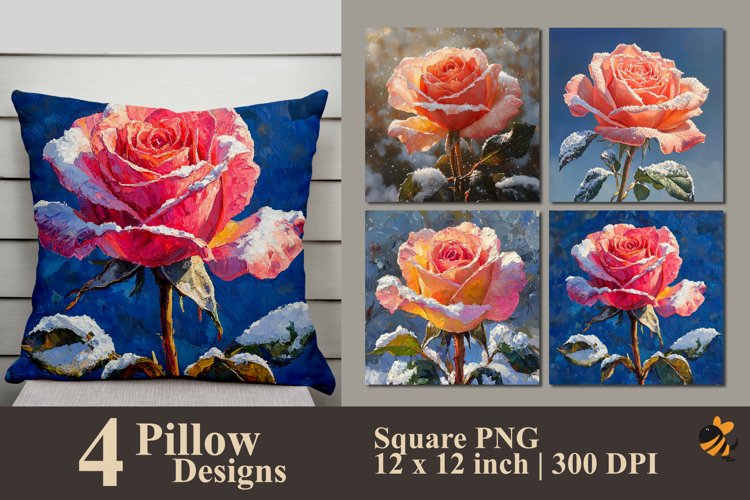 Cold Rose Fantasy Pillow Sublimation Design