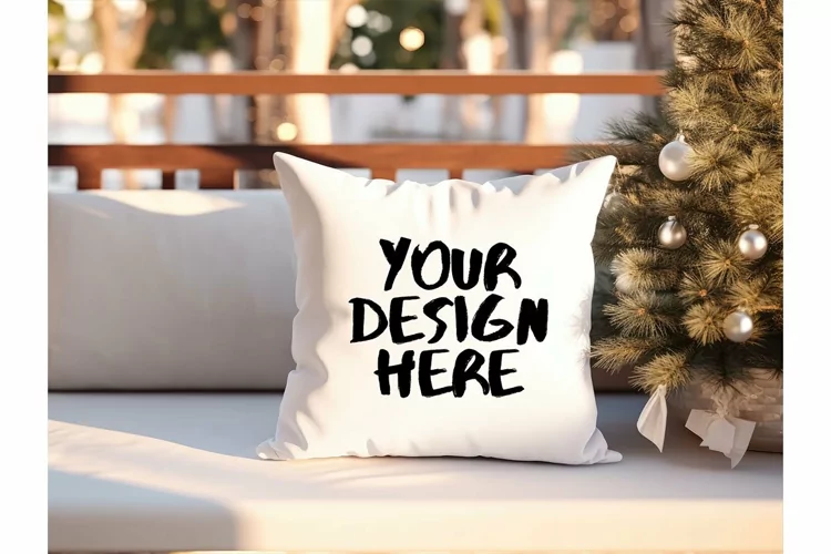 Christmas Pillow Mockup Blank White Pillow Winter Decorate
