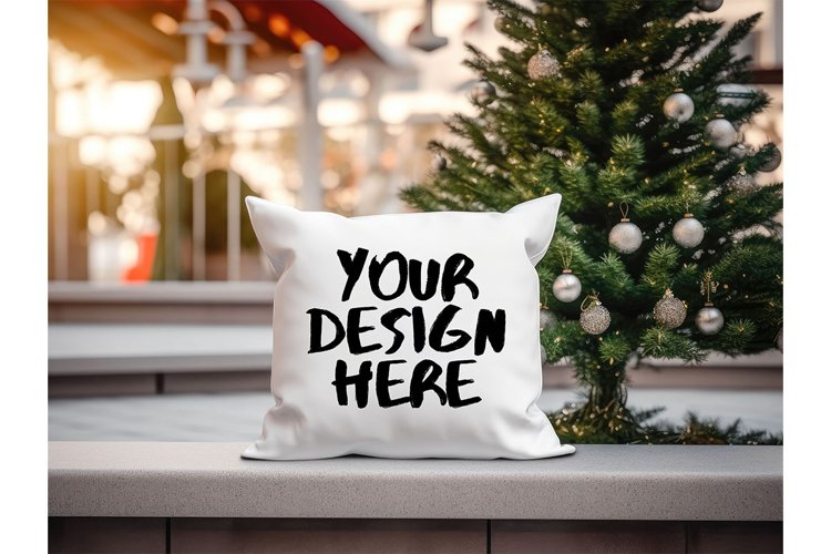 Christmas Pillow Mockup Blank White Pillow Winter Decorate