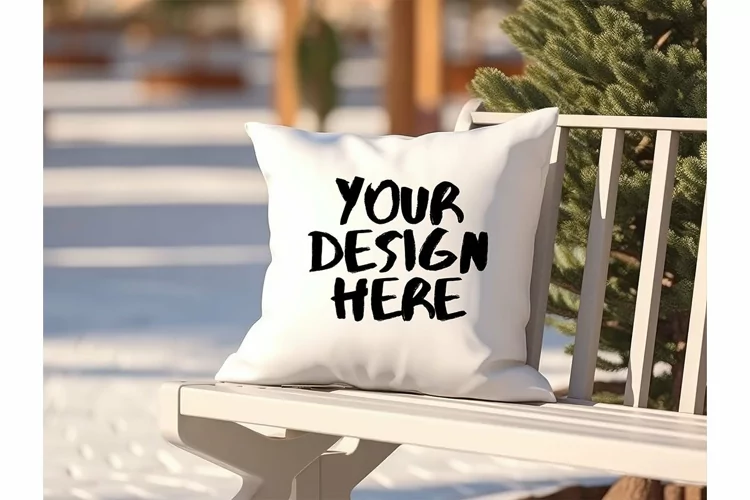 Christmas Pillow Mockup Blank White Pillow Winter Decorate