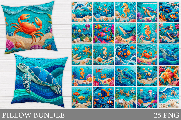 Sea Animals Pillow Bundle. Sea Sublimation