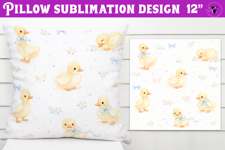 Spring Pillow sublimation | Spring duck   flowers pattern