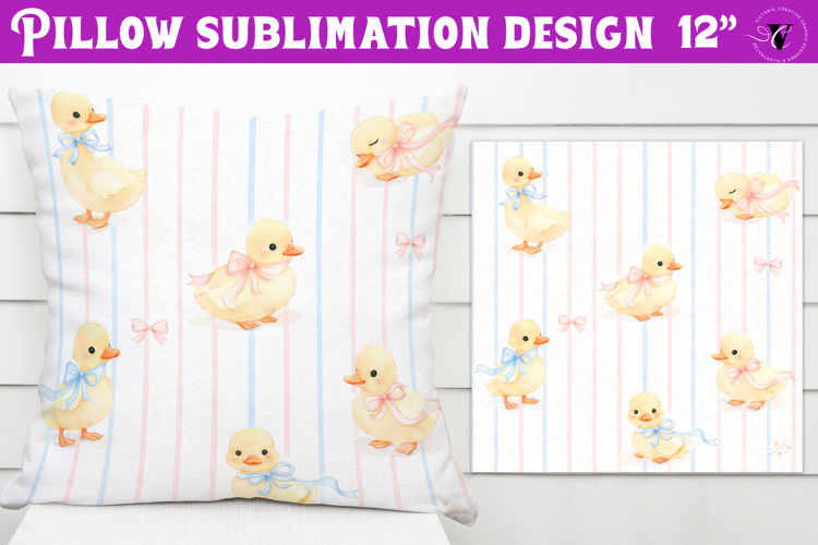 Spring Pillow sublimation | Spring duck   flowers pattern