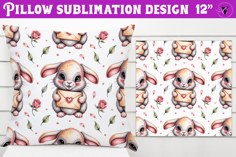 Spring Pillow sublimation | Spring bunny   flowers pattern
