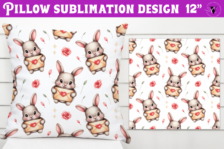 Spring Pillow sublimation | Spring bunny   flowers pattern