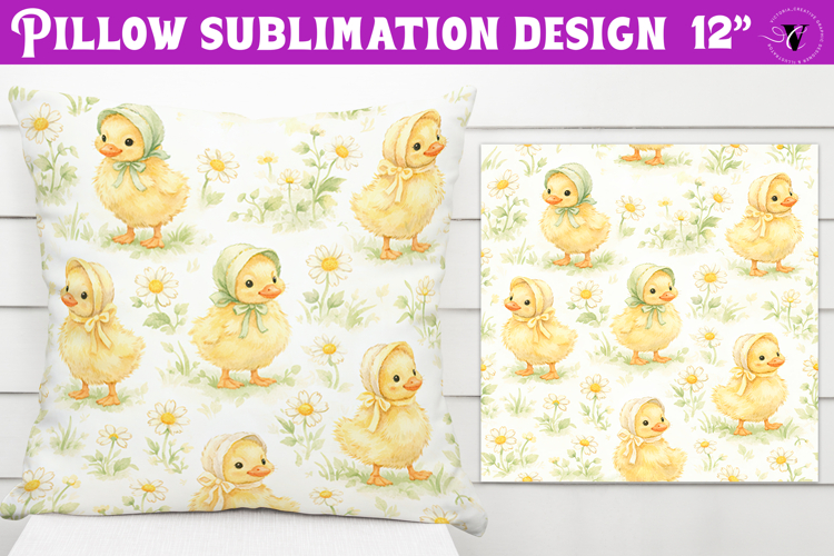 Spring Pillow sublimation | Spring duck   flowers pattern