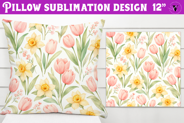 Spring Pillow sublimation | Spring flowers pattern
