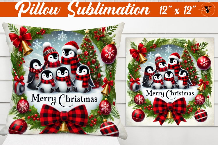 Pillow sublimation | Buffalo Plaid | Penguins