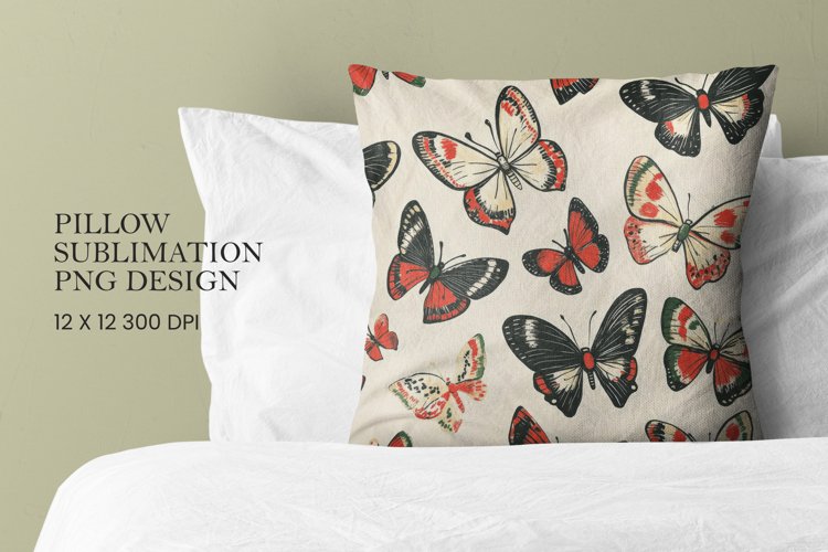 Butterfly pattern pillow sublimation png example image 1