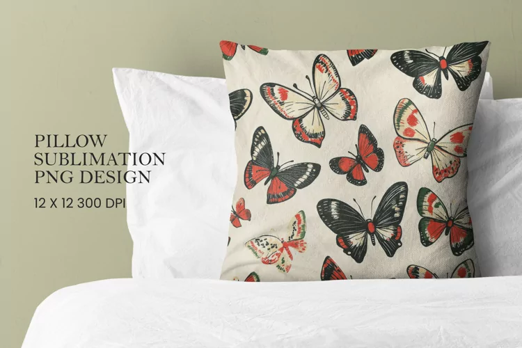 Butterfly pattern pillow sublimation png