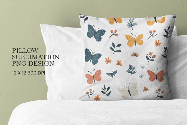Butterfly pattern pillow sublimation png example image 1