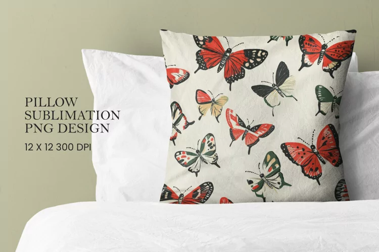 Butterfly pattern pillow sublimation png