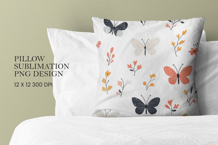 Butterfly pattern pillow sublimation png example image 1