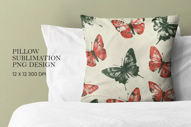Butterfly pattern pillow sublimation png